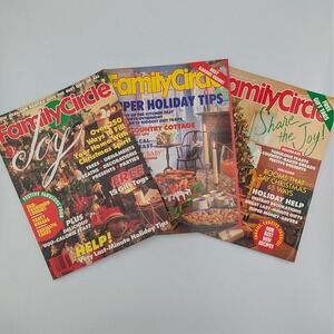 VTG Family Circle Magazine Christmas Holiday Lot 3 Issues 1988 1989 Retro Decor
